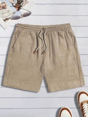 Men's Casual Drawstring Shorts in Beige